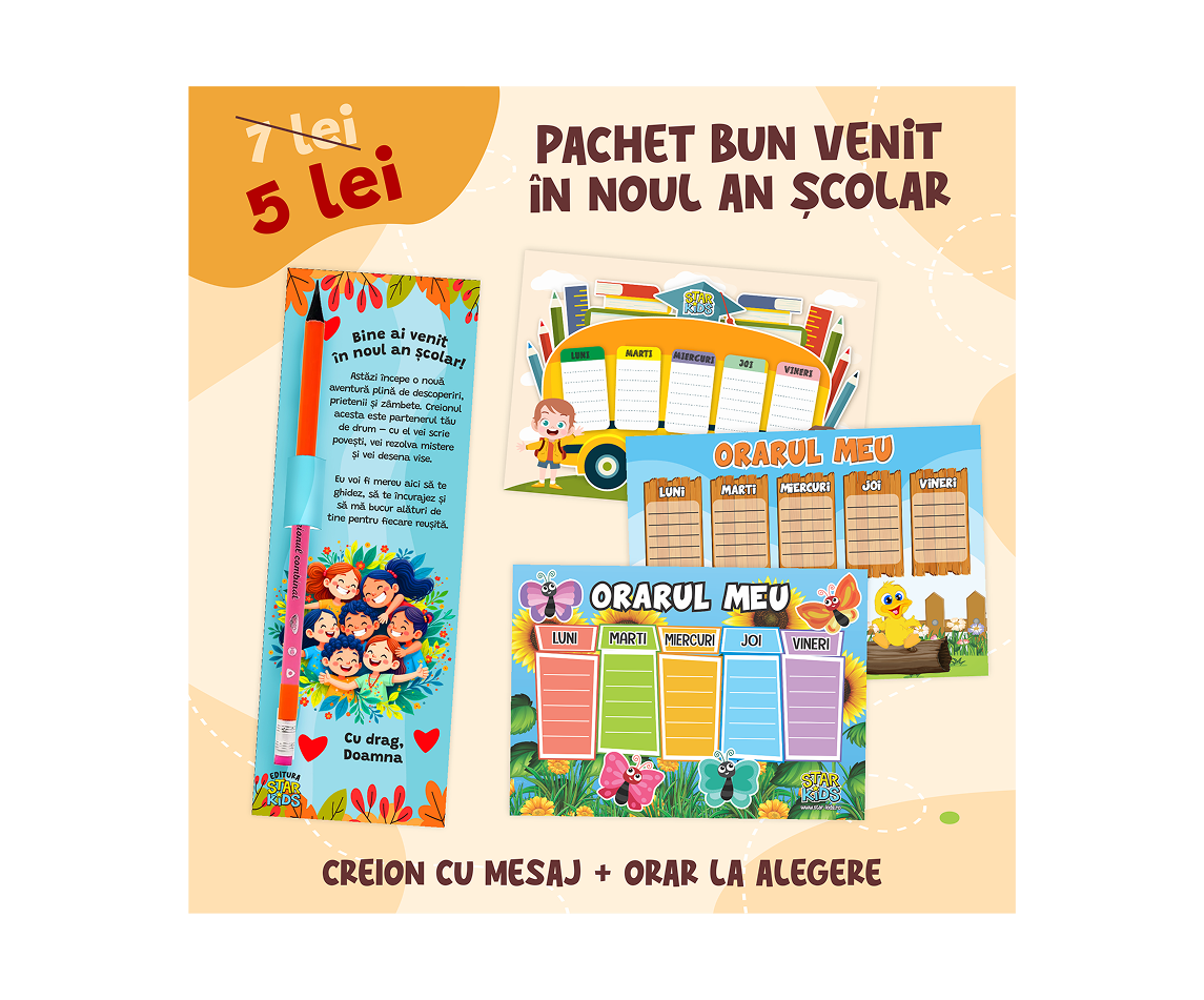 Pachet Bun Venit în Noul an școlar - Creion cu mesaj + Orar